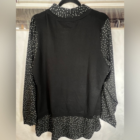 Adrianna Papell Black and White Polka Dot Blouse size XL - Picture 2 of 4